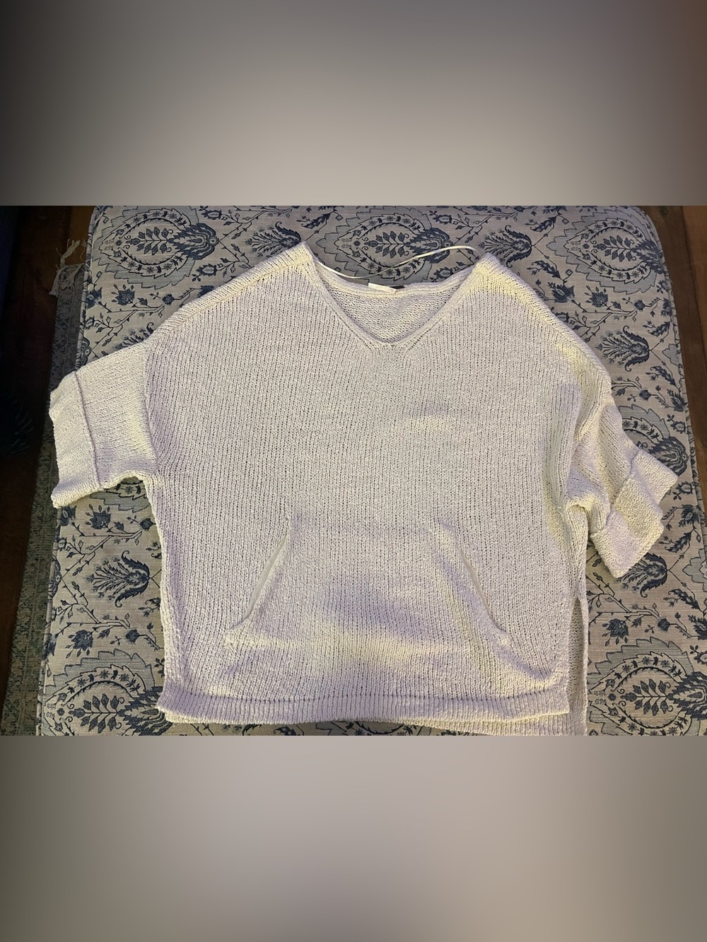 Free People open knit short sleeve pullover cream/off white sweater size Small